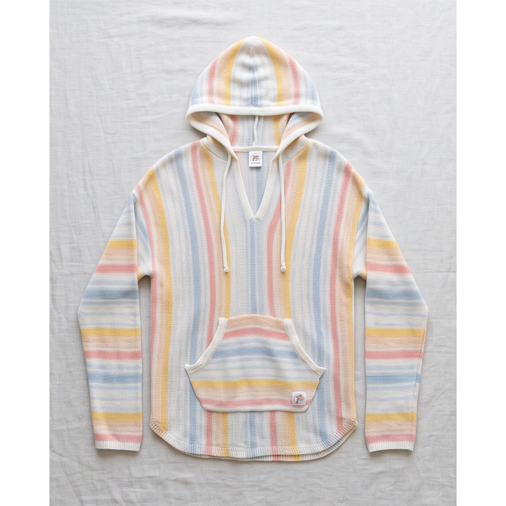 Buc-ee's S Unisex Pastel Striped Knit Baja Hoodie Pullover Multi-Color Small